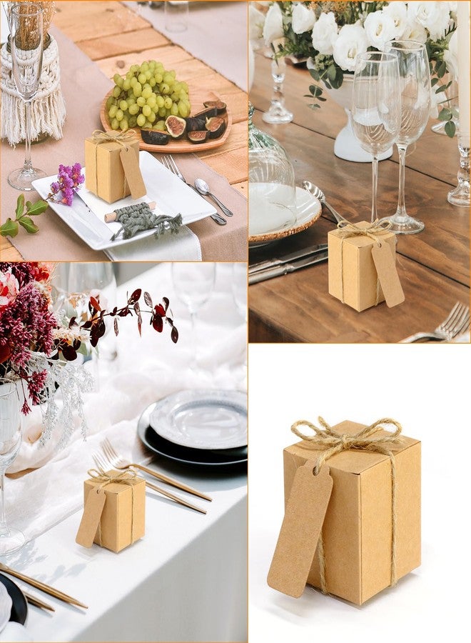 Faylapa 50Pcs Brown Party Treat Boxes, Tiny Gift Boxes with DIY Tag, 2 x 2 x 2 inches Kraft Paper DIY Party Favor Boxes Candy Boxes Foldable for Wedding Bridal Shower Birthday Party - Image 5